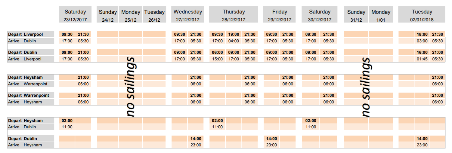 Christmas & New Year Ferry Sailing Schedules 2017 Freightlink The
