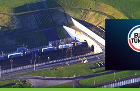 Eurotunnel freight train entering tunnel